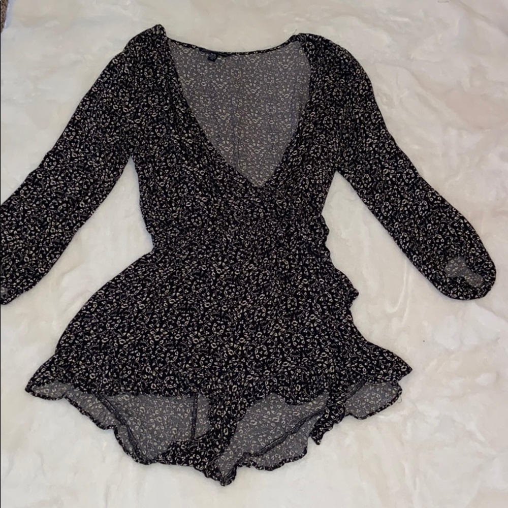 Black floral romper